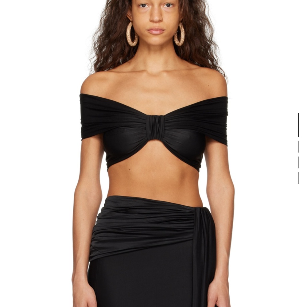 Paco Rabanne Black Off-Shoulder Draped Top